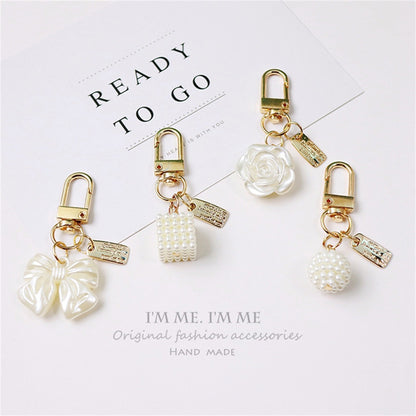 Cross-border Rose Bow Pearl Tassel Key Chain Car Pedant Decoration