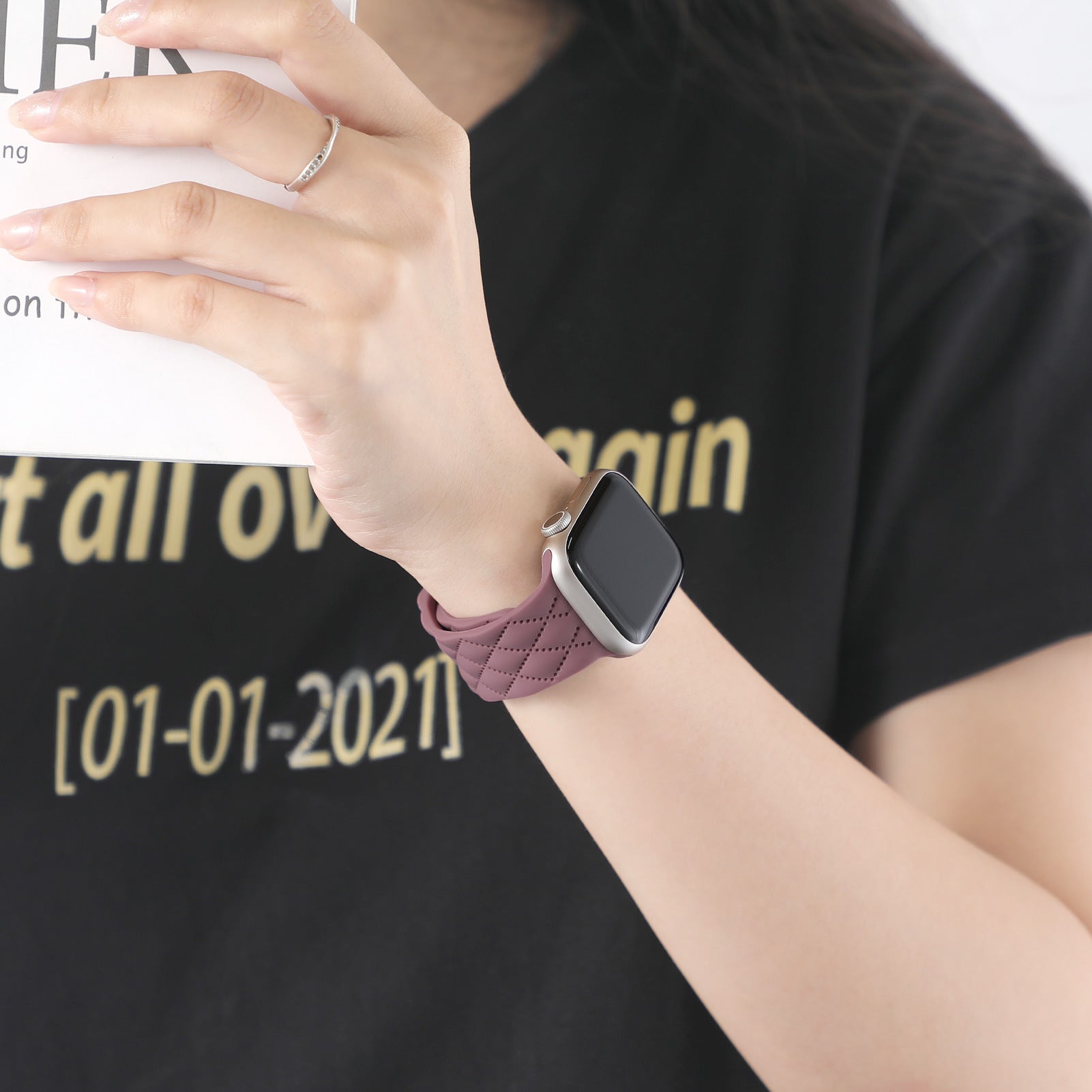 For Watch S9 Texture IwatchS8ULTRAL Silicone Butterfly Buckle Strap 9dbe2443 8ff9 49a9 b8b6 2deb754a831e