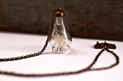 Vintage Handmade Fashion Dandelion Seed Glass Necklace