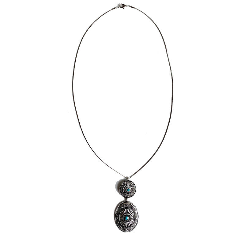 Ethnic Style Retro Jewelry Simple Turquoise Pumpkin Flowers Metal Long Chain 9dd0a0c2 957c 4faa b257 6ca4bd81a55b