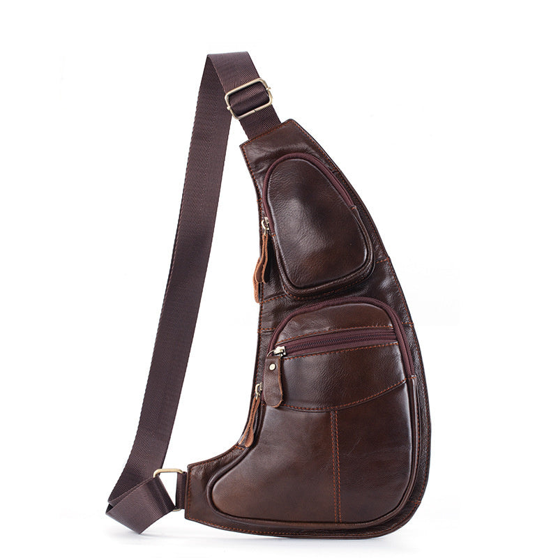 Genuine Leather Men's Crescent Chest Bag First Layer Cowhide 9def8614 2b07 4798 8105 a587374db2a8