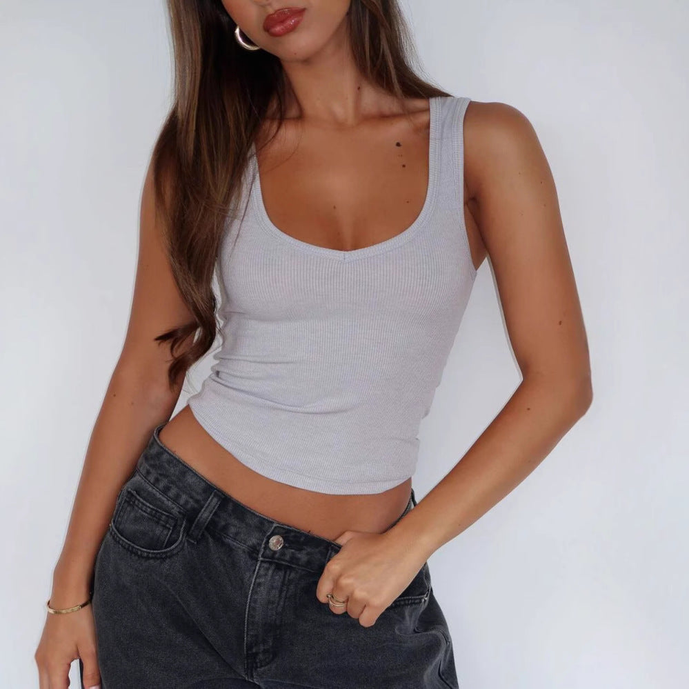 Summer Y2g Solid Color Sexy Hot Girl Style Thread High Elastic Vest For Women 9df41143 fcf9 4f32 b64b ad2058023880