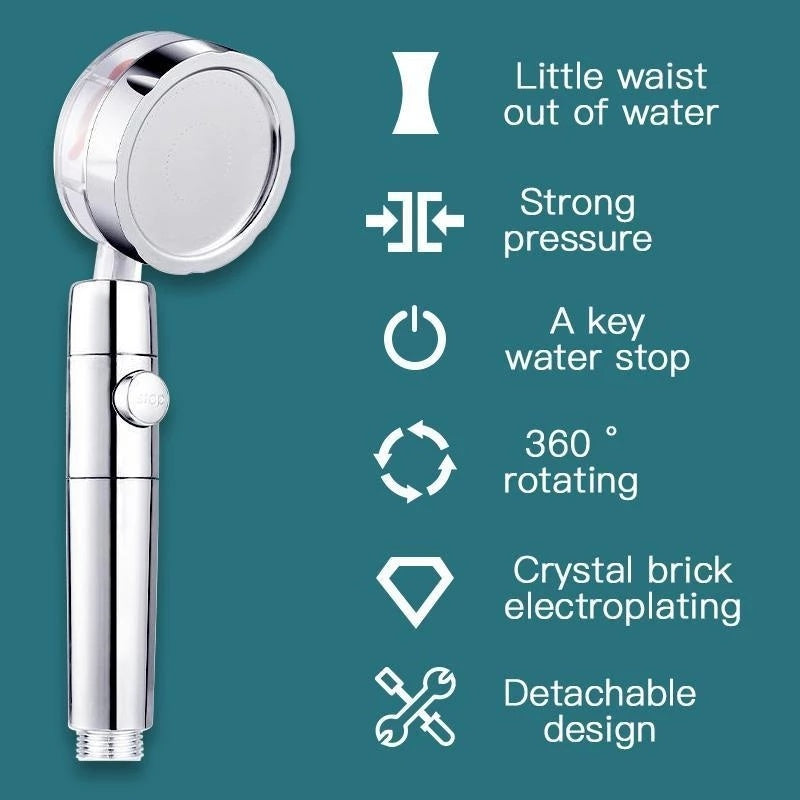 Propeller Driven Shower Head With Stop Button And Cotton Filter Turbocharged High Pressure Handheld Shower Nozzle 9e3b9434 79