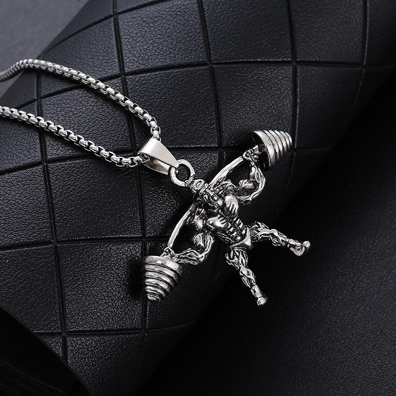 Stainless Steel Hip Hop Barbell Weightlifting Fitness Pendant Necklace 9e858fe5 1add 41d3 b7e8 73b77c77c6d8
