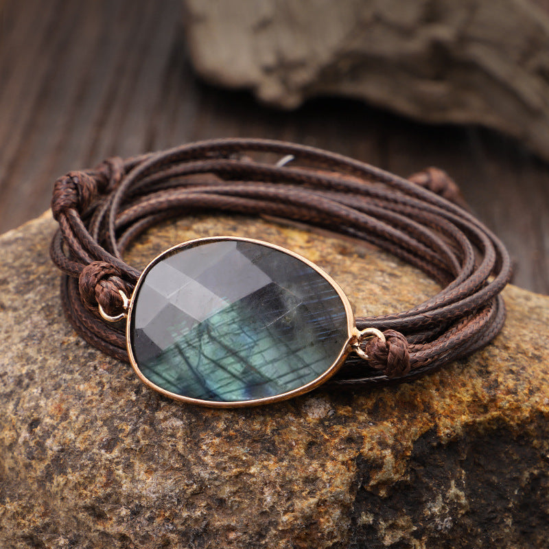 Irregular Shining Stone Labradorite Multi Turn Hand-woven Wax Thread Bracelet Hand Rope 9ec74dee 76d2 4bd9 b1bc 60772912c4e8