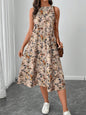 Round Neck Sleeveless Flared Hem Retro Floral Print Casual Elegant Midi Dress 9ec75b47 0995 4194 90b2 36671f10b116