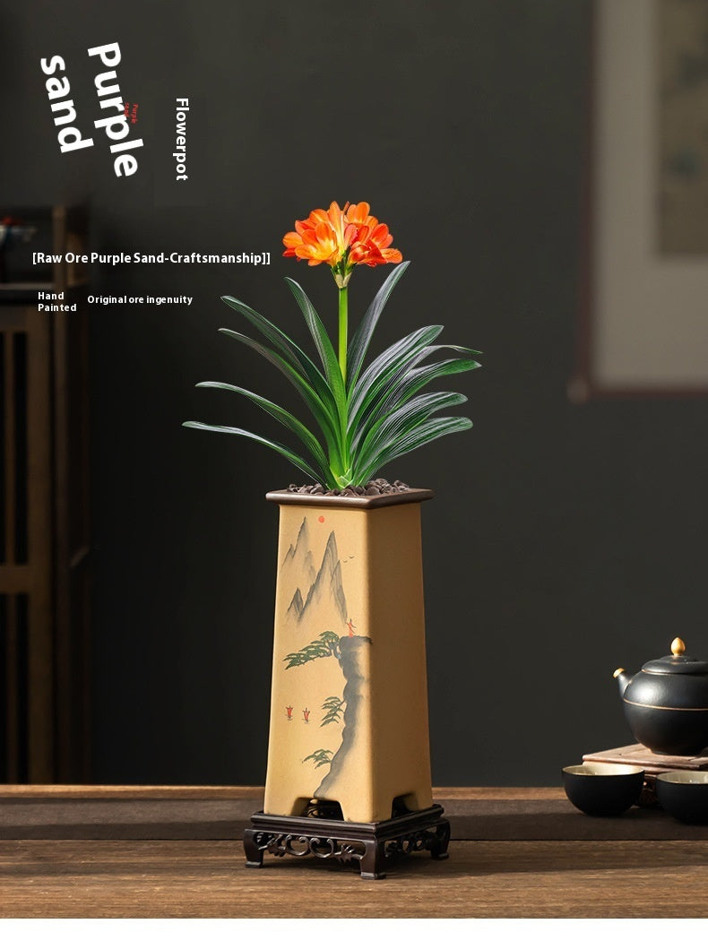 Purple Sand Retro Clivia Special Bonsai High Leg Plant Pot Home Indoor Desktop Decoration With Support 9f195b75 df0f 463d be9