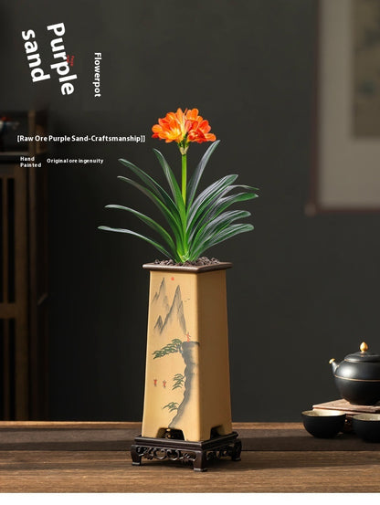 Purple Sand Retro Clivia Special Bonsai High Leg Plant Pot Home Indoor Desktop Decoration With Support 9f195b75 df0f 463d be9