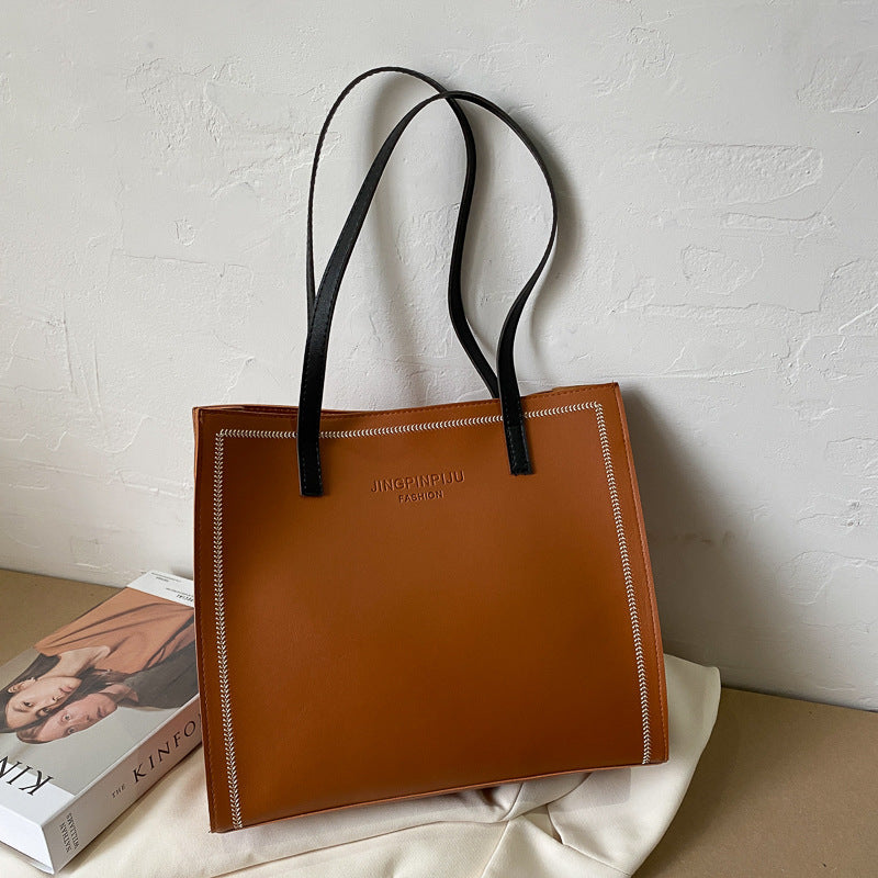 Large Capacity Shoulder Solid Color Tote Simple Tote Bag 9f3c3a64 016a 43ad be0d c0a9790cb873