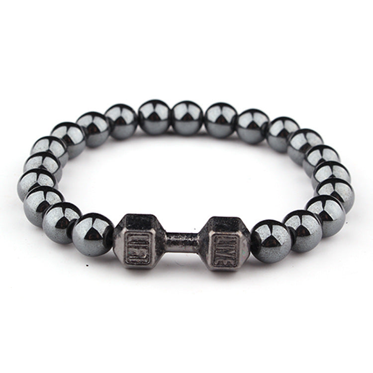 8mm Haematite Dumbbell Bracelet Barbell Fashion - HD Wireless Product #6
