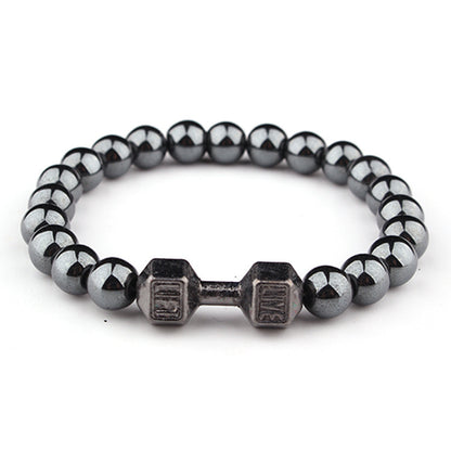 8mm Haematite Dumbbell Bracelet Barbell Fashion - HD Wireless Product #6