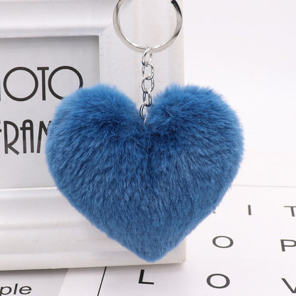 Heart-shaped Fur Ball Keychain Rex Rabbit Plush Car Pendant 9fa45da6 c34b 4986 8629 b6f0992c7266