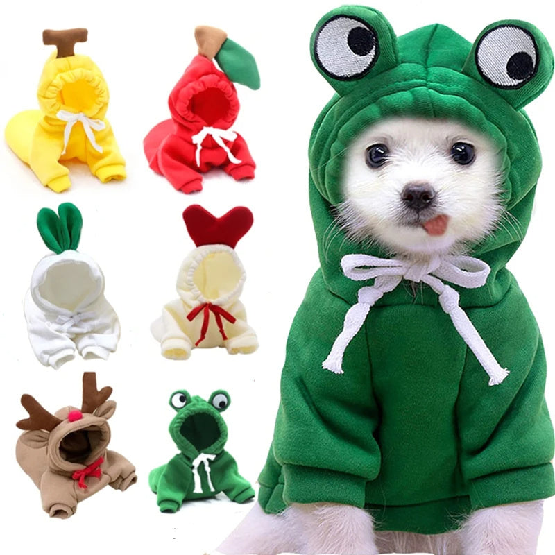 Cute Fruit Dog Clothes For Small Dogs Hoodies Winter Warm Fleece Pet Clothing Puppy Cat Costume Coat For French Chihuahua Out