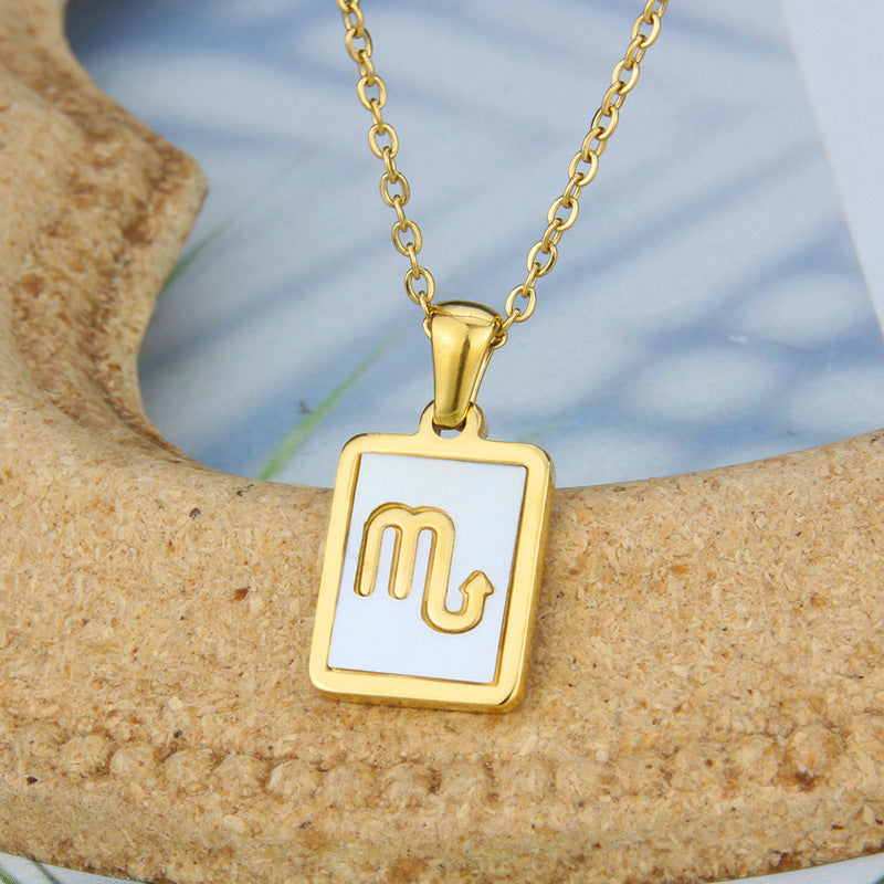 Stainless Steel Square Shell Zodiac Necklace 9fbc8968 78c8 4231 b6be a0560ca507c6