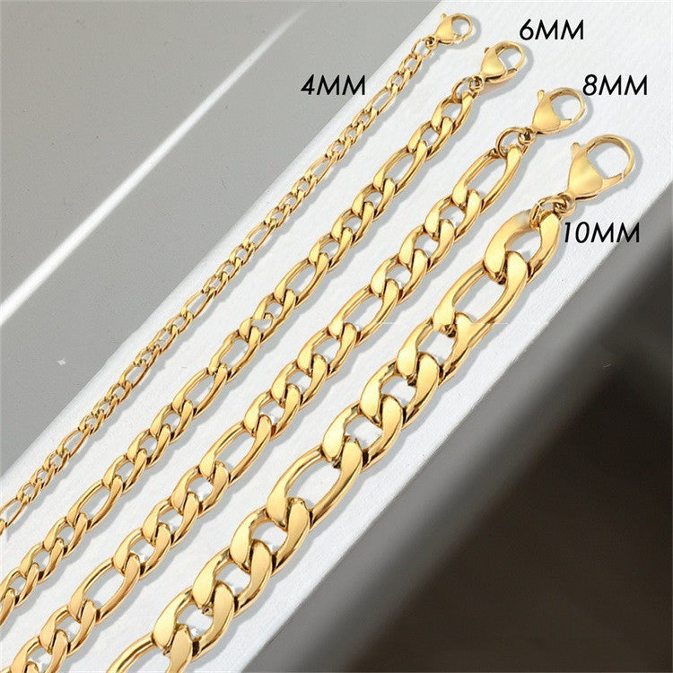 Fashion New Stainless Steel Gold-plated Figaro Bracelet 9fbe7e33 d0d9 4c5a 8f51 e896b9fde264