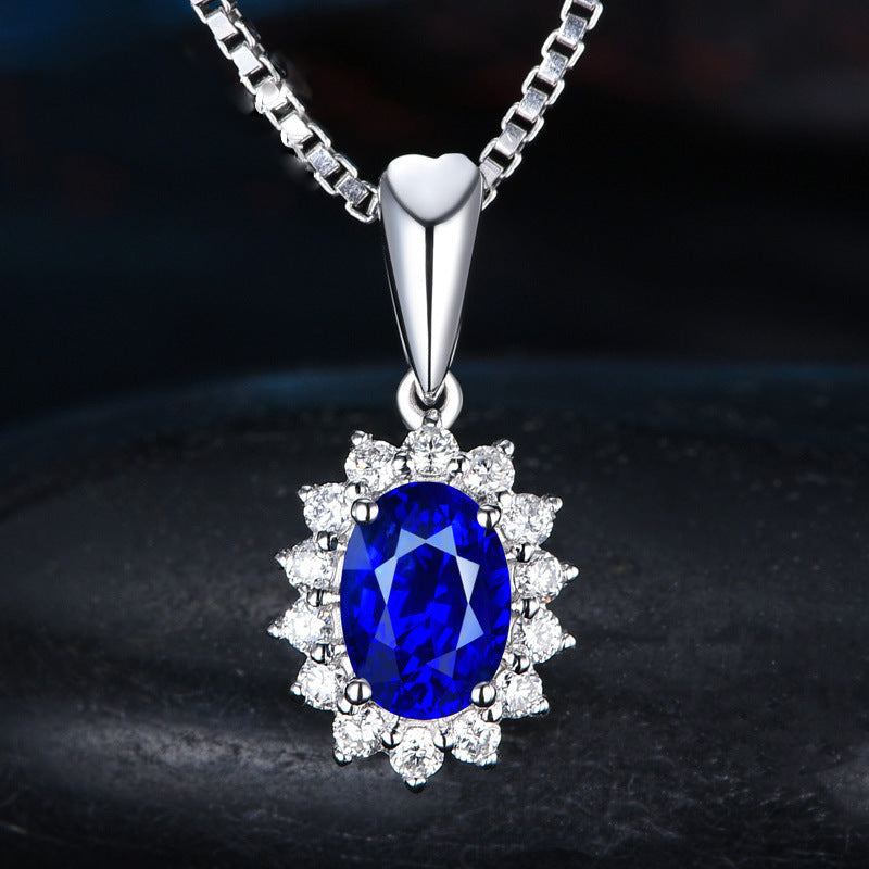 High-grade Ring Necklace Ear Stud Ornament Colored Gems Set Three-piece Set