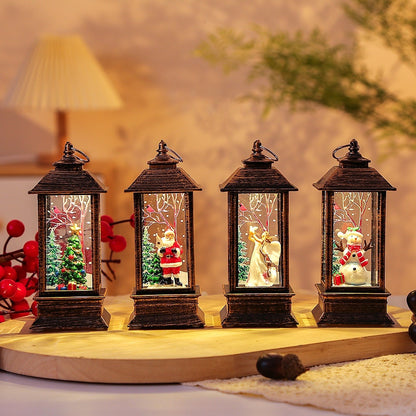Christmas Portable Oil Lamp Santa Claus LED Night Lights Battery Powered Indoor Outdoor Hanging Lanterns Festive Party Decora