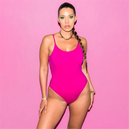 Sling Backless Tether Plus Size Solid Color Triangle One-piece Swimsuit 9fed354f bade 42df acda f22c0d233e4a