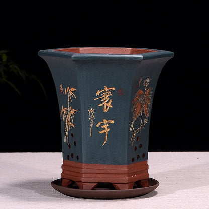 Fine Zisha Flowerpot Hand-carved Hexagonal O1CN0107x1di1ch2wSPWpSL  2215537733631 0 cib