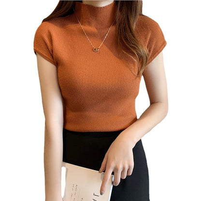 Women's Short-sleeved Sweater Inner Tight Sweater