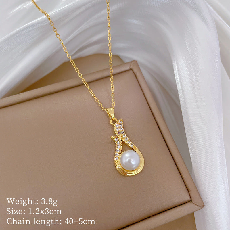 Necklace And Earrings Suite Light Luxury Full Diamond Pearl O1CN0126v2M92J3gWTZwSLV  2206683529366 0 cib