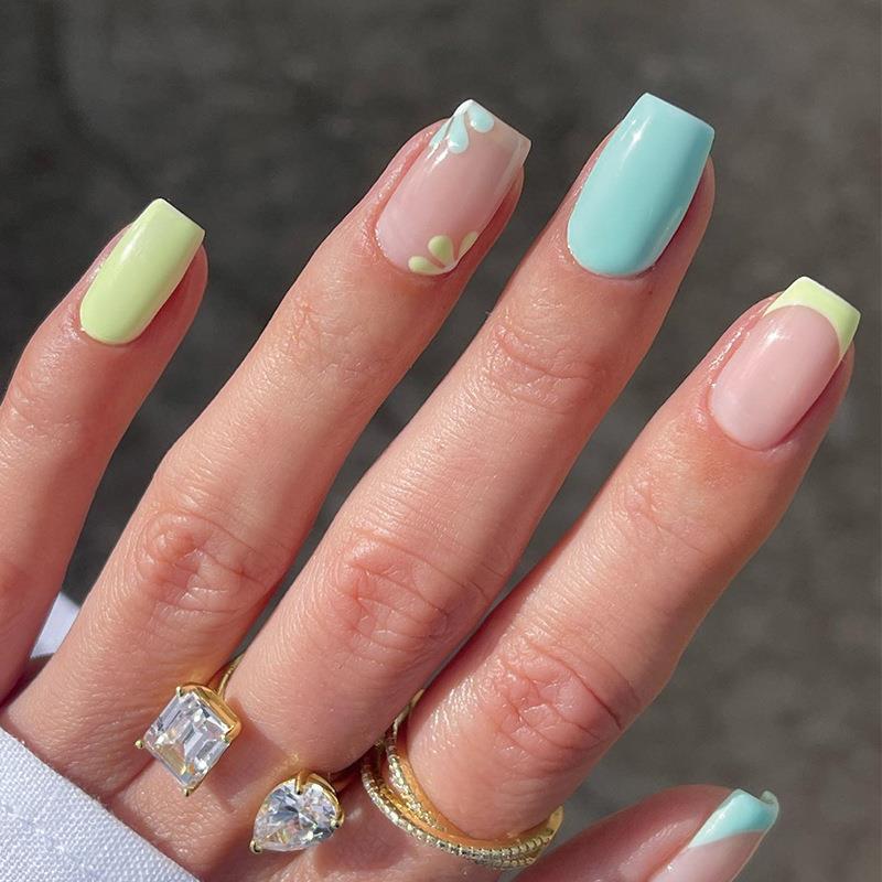 Simple Yellow And Blue Combo Small Flower Manicure Wear Nail O1CN0128QUFC1kAXi4b0gGy  2213994714643 0 cib