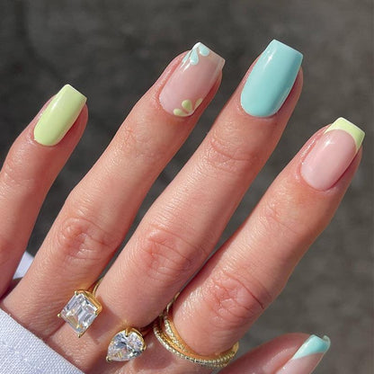 Simple Yellow And Blue Combo Small Flower Manicure Wear Nail O1CN0128QUFC1kAXi4b0gGy  2213994714643 0 cib