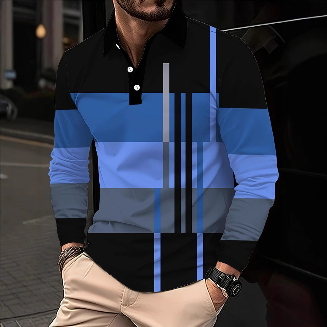 Men's Button Casual Slim Lapel 3D Printed Long Sleeve O1CN013DHuco1e0ZcZIKSeR  2218449613809 0 cib