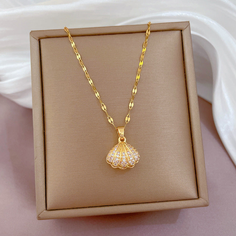 Shell Pearl Necklace With Rhinestones Female Zircon Temperament Personality Jewelry O1CN014VEvzZ2Dy7cEmmof9  2215616488677 0 