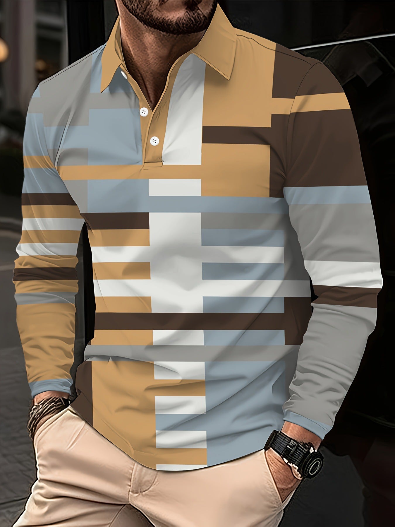 Men's Button Casual Slim Lapel 3D Printed Long Sleeve O1CN015D57oz1e0ZcaEKK64  2218449613809 0 cib