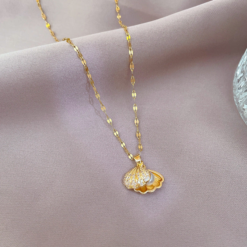 Shell Pearl Necklace With Rhinestones Female Zircon Temperament Personality Jewelry O1CN015vmZJJ2Dy7cHY2L2n  2215616488677 0 