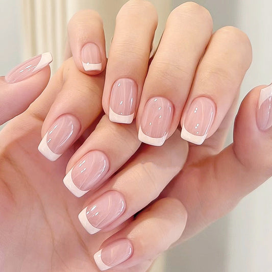 24 Pieces Nail Tips Square Short Simple Removable Boxed Fake Nails - HD Wireless Product #1