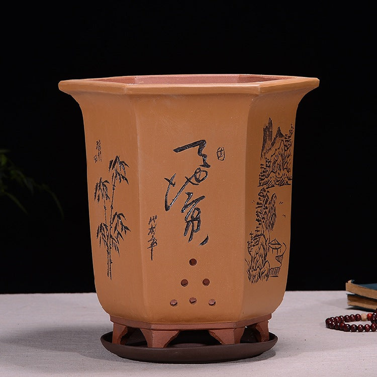 Fine Zisha Flowerpot Hand-carved Hexagonal O1CN016xehMz1ch2wLJs1Vi  2215537733631 0 cib