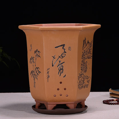 Fine Zisha Flowerpot Hand-carved Hexagonal O1CN016xehMz1ch2wLJs1Vi  2215537733631 0 cib