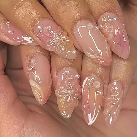Almond Nail Pure Flower Wear Nail Removable Fake Nails O1CN018RS66D1Tt6zd92pgm  2216422282439 0 cib