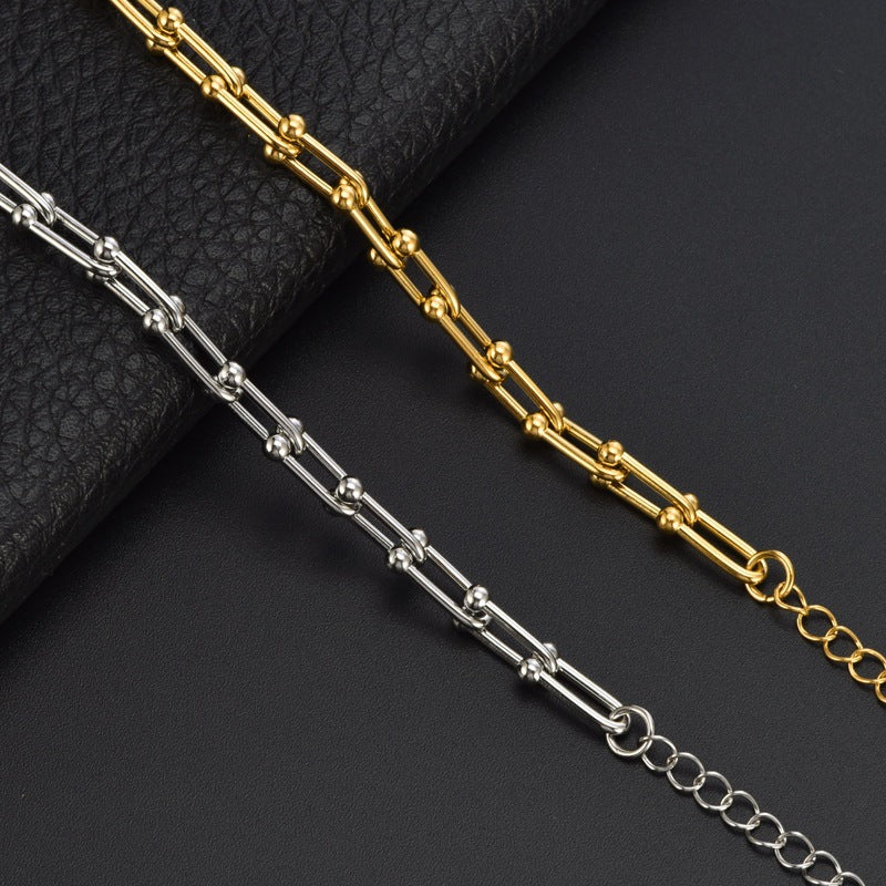 European And American Ins Cold Style Horseshoe Stitching Titanium Steel Bracelet O1CN019R6bQv25H3G11CuHB  1010947500 0 cib