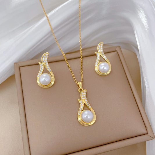 Necklace And Earrings Suite Light Luxury Full Diamond Pearl O1CN01ALu8RC2J3gWJPYquR  2206683529366 0 cib