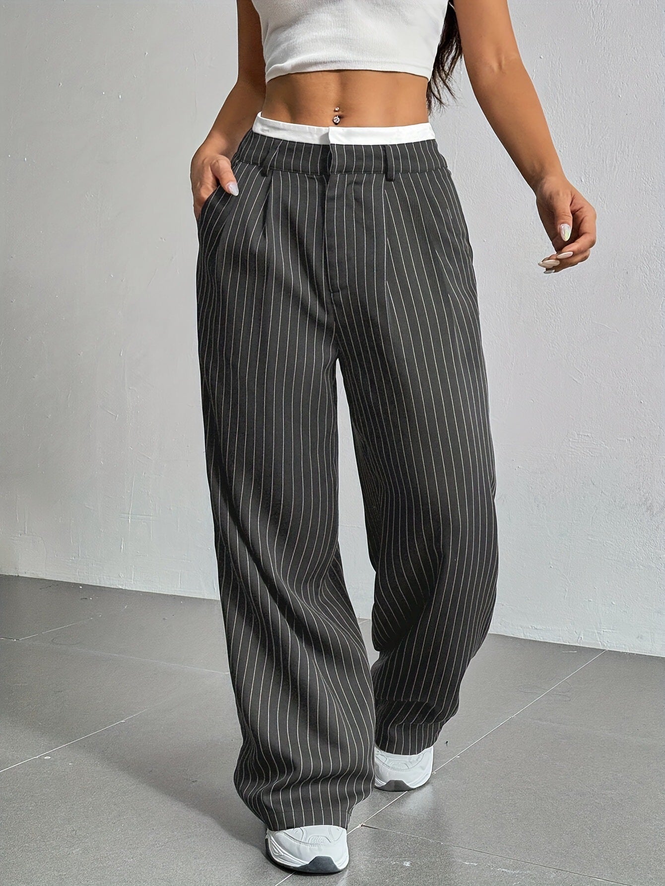 Stitching Suit Pants Simple Loose Drooping Straight-leg Pants O1CN01B8PDez1WDq9rdsX4n  2218107542755 0 cib