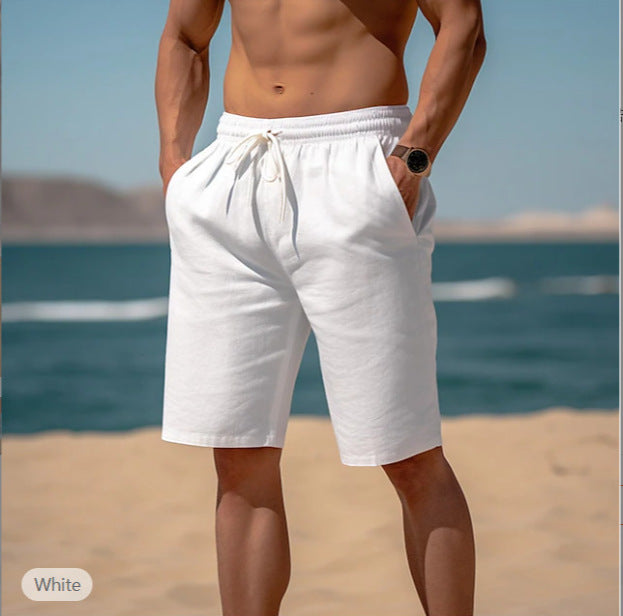 Summer Drawstring Shorts Elastic Waist Straight Pants Beach Breathable Shorts For Men Clothing O1CN01C9Caz01YGhqh543eZ  22007