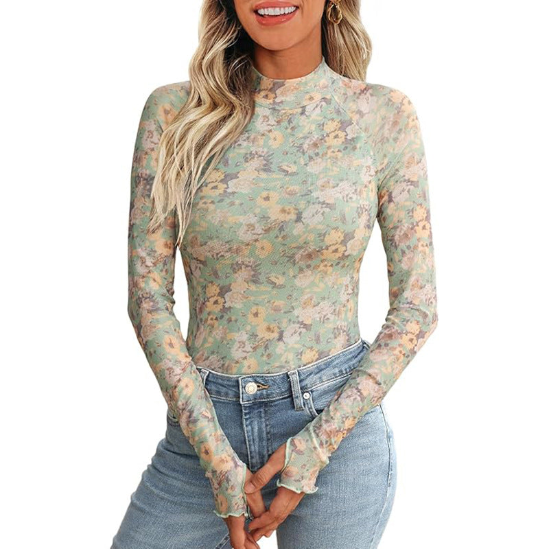 Floral Mesh Crew Neck Long Sleeve Mesh Top O1CN01CxxFzg1FPt8RutZGz  2216594650480 0 cib