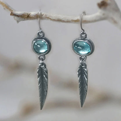 Fashion Simple Opal Feather Pendant Earrings O1CN01DO523q1qyMXFKKLem  2206372095564 0 cib