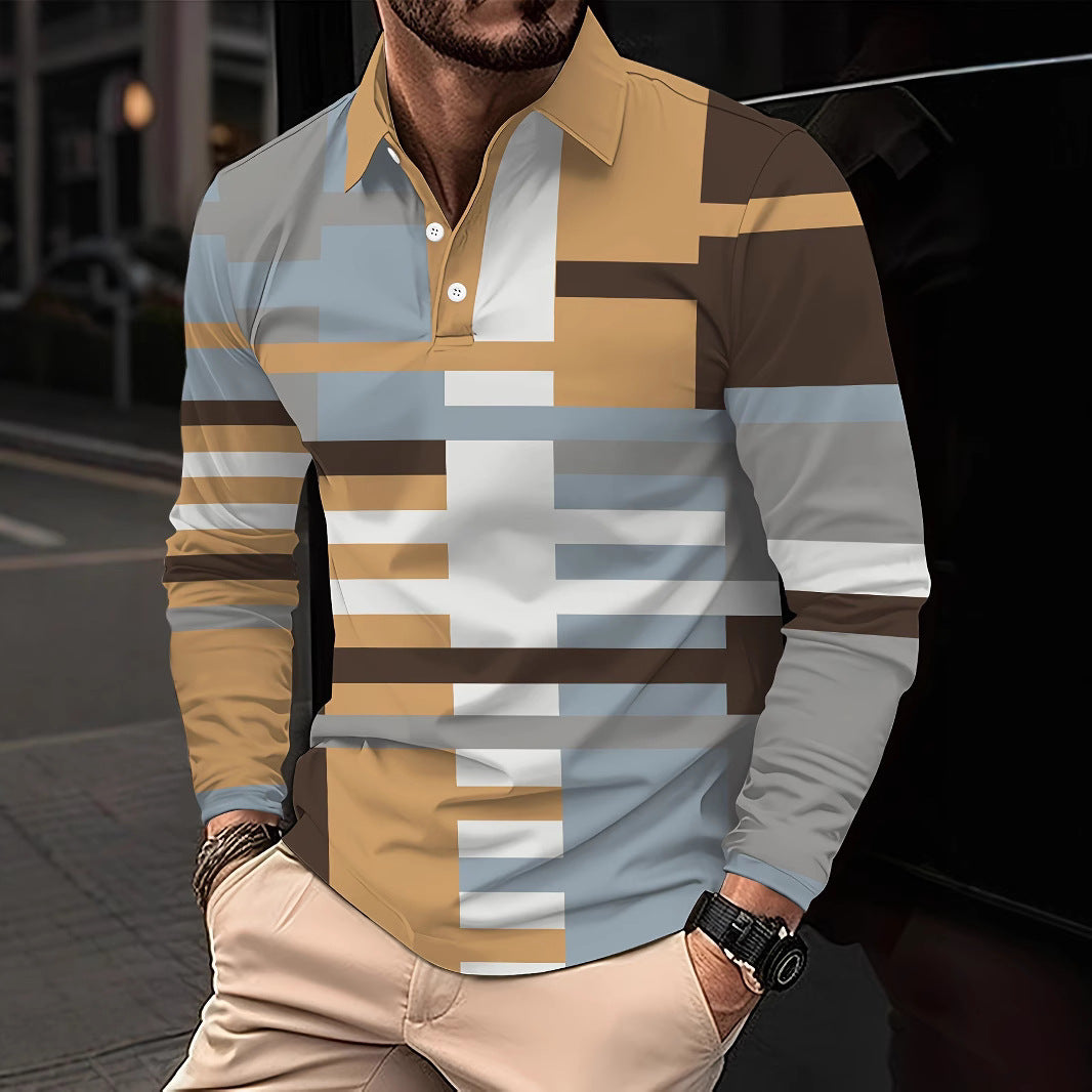 Men's Button Casual Slim Lapel 3D Printed Long Sleeve O1CN01DSW43F1e0ZcSCktii  2218449613809 0 cib