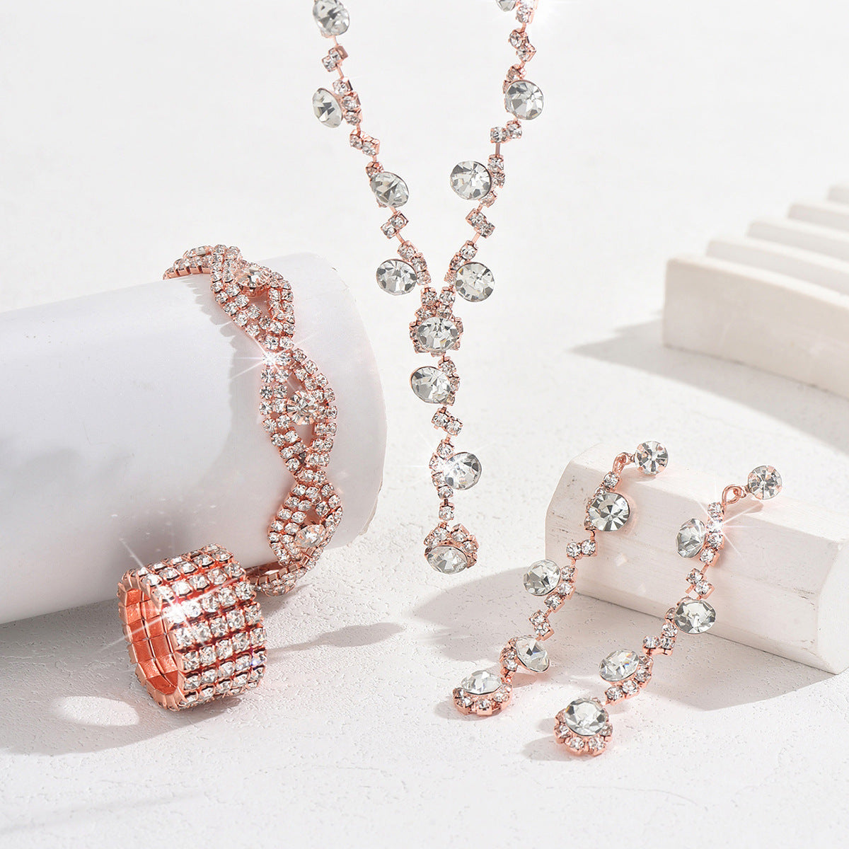 Fashion Crystal Necklace Ear Stud Bracelet Jewelry Accessories O1CN01G65LhN1ynqTg0zniC  1988846624 0 cib