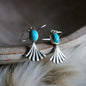 European And American Popular Creative Thai Silver Fan-shaped Turquoise Earrings O1CN01GYTsu91TI0g7QTEtK  2206709272358 0 cib