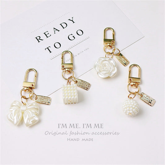 Cross-border Rose Bow Pearl Tassel Key Chain Car Pedant Decoration O1CN01GYtlK129U7Aitltdh  2217109788070 0 cib