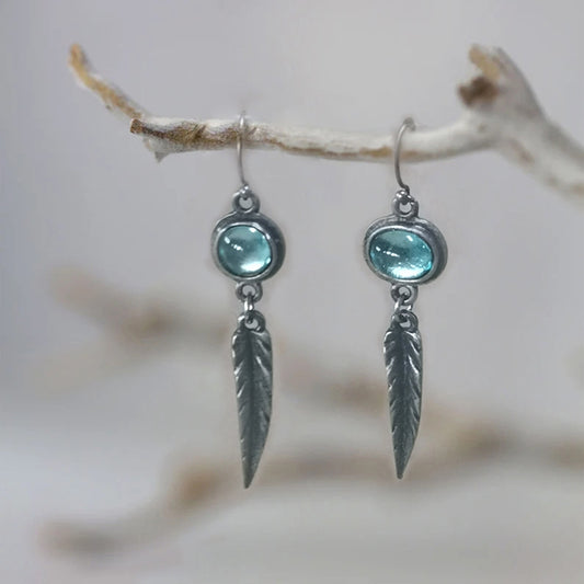Fashion Simple Opal Feather Pendant Earrings O1CN01ITeGK51qyMX7VNaVC  2206372095564 0 cib