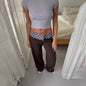 Slim-fitting Patchwork High Waist Straight Pants