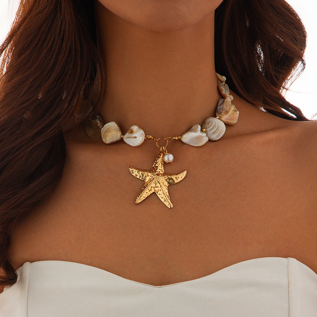 Classic Conch Pendant Necklace For Women Bohemian Starfish Beaded Choker Necklace Summer Beach Neck Fashion Jewelry O1CN01JmF
