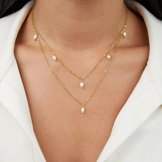 Women's 18K Gold-plated Natural Pearl Double-layer Twin Necklace O1CN01LNVrgO22LEF08ZXjb  969377103 0 cib