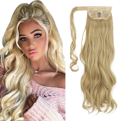 European And American Style Wig Ponytail Women's Long Curly Hair Elastic Velcro Wave Realistic Ponytail Braid O1CN01MbrPgv1sl